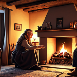**

Prompt: "A cozy fireplace scene, people gathered around sharing stories, warm lighting, authentic atmosphere, evoke feelings of nostalgia and connection, German family setting."

**
