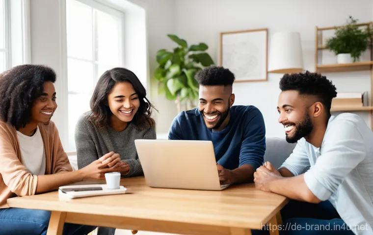 브랜드 커뮤니케이션과 소셜 미디어 마케팅 - **Prompt 1: Authentic Online Community Engagement**
    A diverse group of young adults, aged approx...