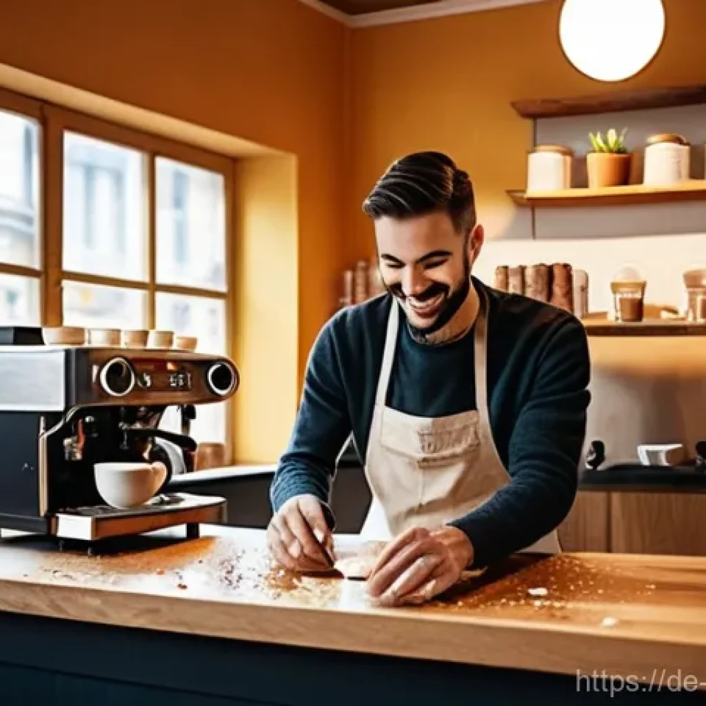 브랜드 커뮤니케이션 이론 정리 - **Prompt:** A cozy, rustic coffee shop in Berlin, filled with warm, inviting light. In the foregroun...