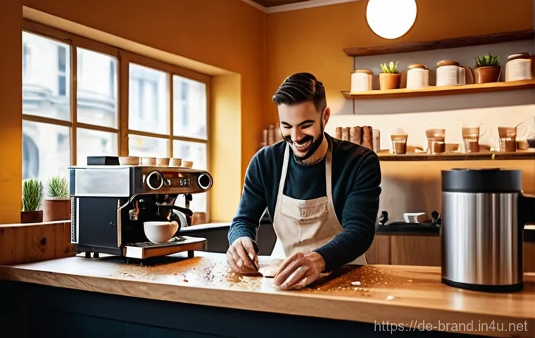 브랜드 커뮤니케이션 이론 정리 - **Prompt:** A cozy, rustic coffee shop in Berlin, filled with warm, inviting light. In the foregroun...