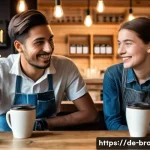 브랜드 커뮤니케이션의 최신 성공 사례 - Authentic Berlin Coffee Experience**
A vibrant, sunlit interior of a cozy, independent coffee roaste...