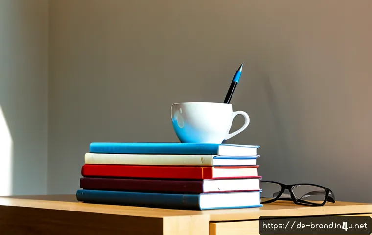 브랜드 커뮤니케이션 전문가의 독서 목록 - Photorealistic editorial workspace for a brand communication professional’s reading list, a neatly a...